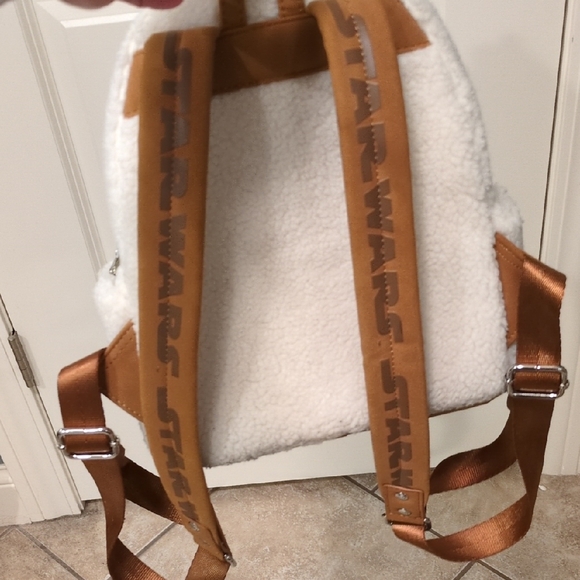 Disney Parks Loungefly Star Wars White and Brown Backpack with Grogu Character - Picture 5 of 13